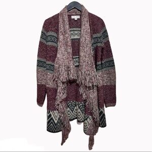 Knox Rose boho open front cardigan with fringe